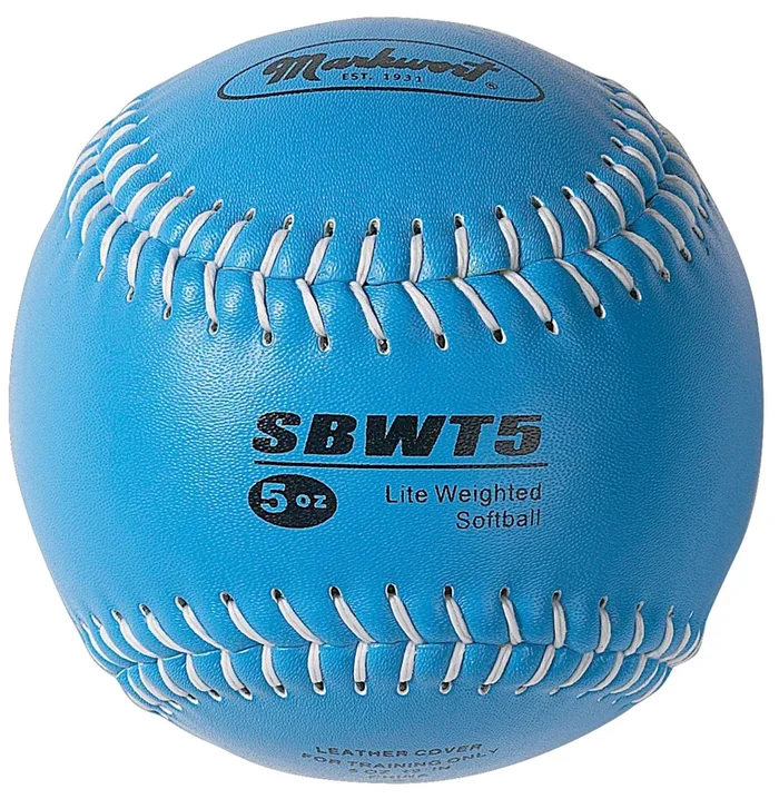New Markwort Weighted 12-Inch 5 Oz Softballs-Leather Cover Blue/Black (1) Ball