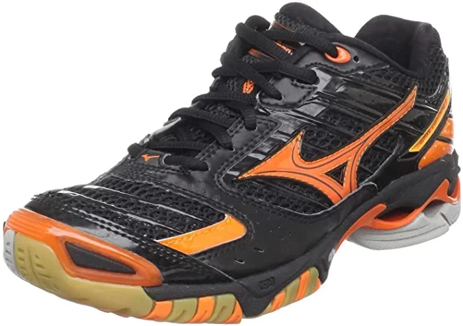 New Mizuno 340137 Wave Lightning 7 Womens Volleyball Shoes Black/Orange Size 12