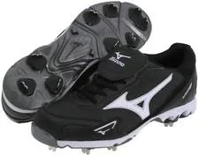 New Mizuno 9 Spike Vintage Low G5 320288 Baseball Cleats Mens 11.5 Black/White