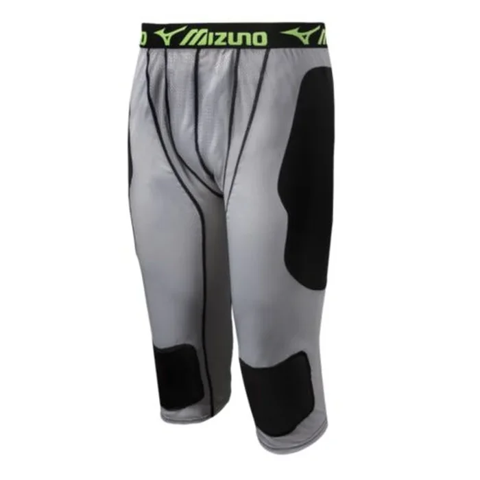 New Mizuno Adult Long Sliding Shorts Gray/Black/Green Medium