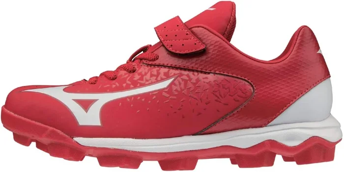 New Mizuno Baseball Footwear Low Youth Molded Baseball Cleat Size 13 Red/White