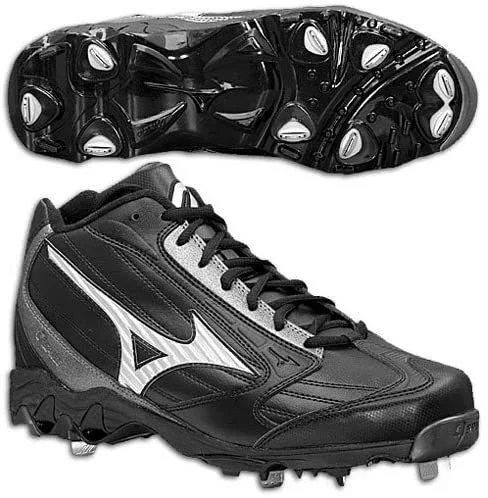 New Mizuno Classic G4 Low 320225 Mens 9 Baseball Metal Cleats Black/Silver