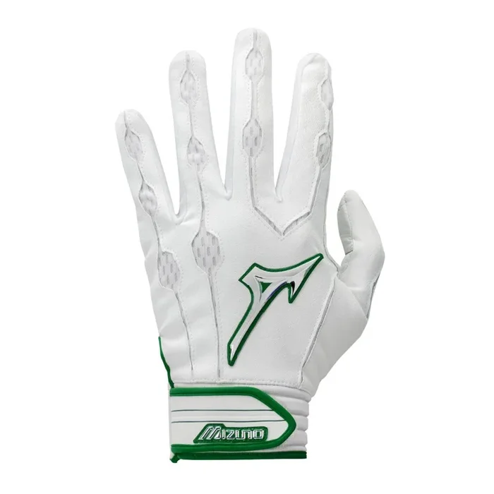 New Mizuno Covert Batting Gloves Medium Green/Silver/White High School Travel