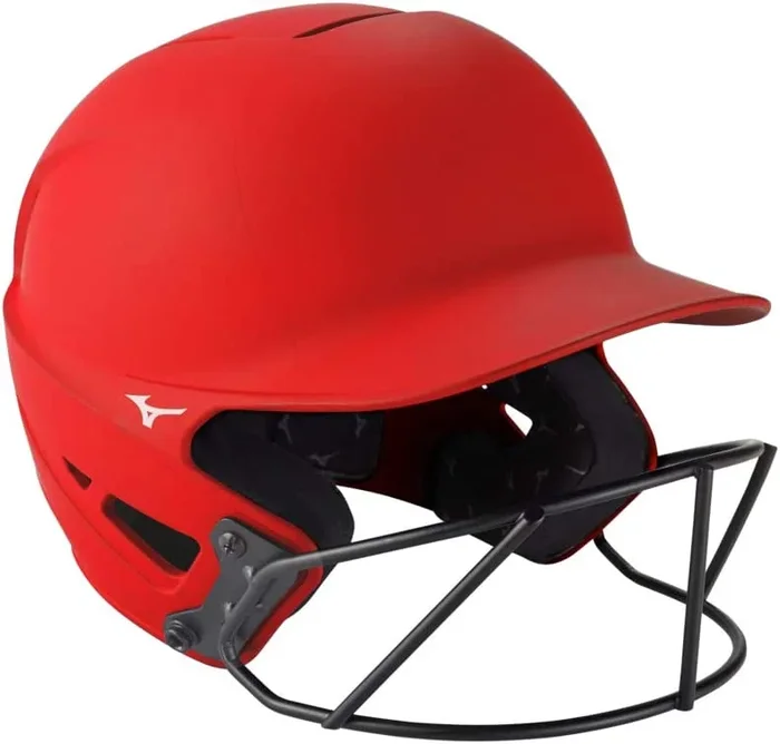 New Mizuno F6 Adult Fastpitch Softball Batting Helmet w/Mask Sm/Med Red/Silver