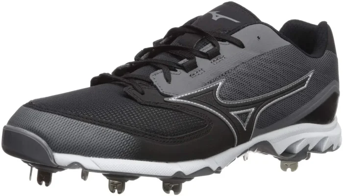 New Mizuno Men’s 9-Spike Dominant IC Low Metal Baseball Cleat Sz 7 Gray/Black