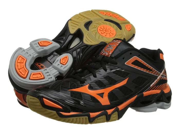 New Mizuno Wave Lightning RX Womens Volleyball Shoes Black/Ornge Size 6.5 430144