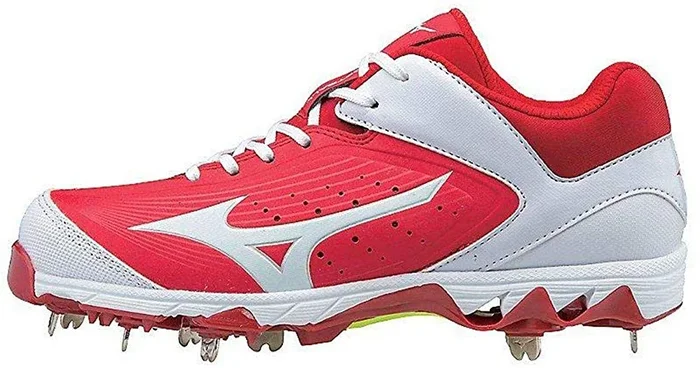 New Mizuno Wmn’s 10.5 9-Spike Swift 5 Molded Baseball Cleat Shoe Red/White