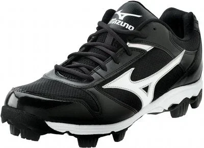 New Mizuno Women’s 9-Spike Sweep Metal Softball Cleats 10.5 Black/White