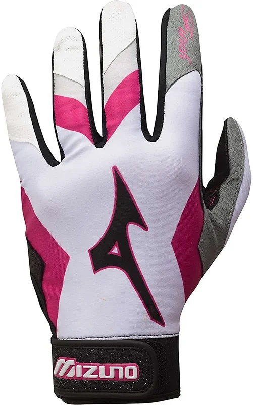 New Mizuno Youth Finch Batting Glove Medium Pink/Black/White Softball