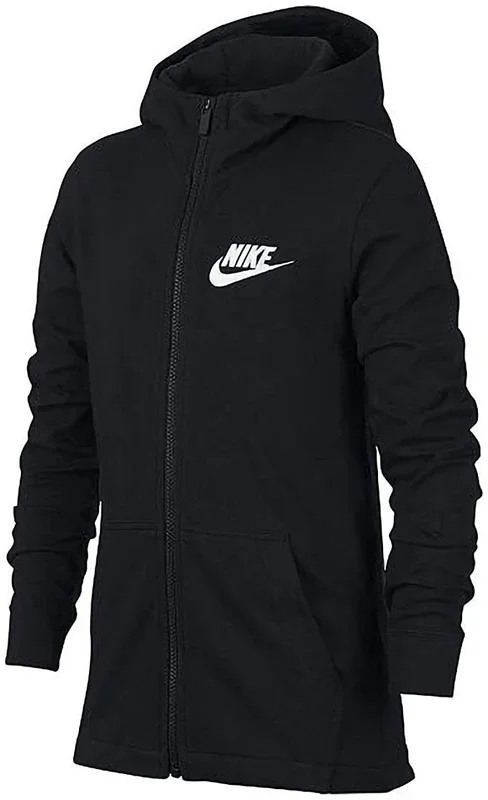 New Nike Boy’s Sportswear Full-Zip Hoodie Medium Black/White