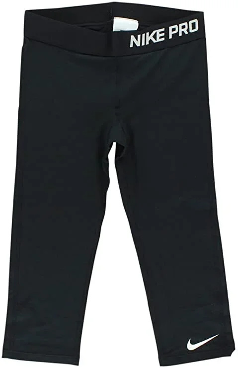 New Nike Capris Girls Size XL Black 100% Polyester Dri-Fit Elastic Waistband