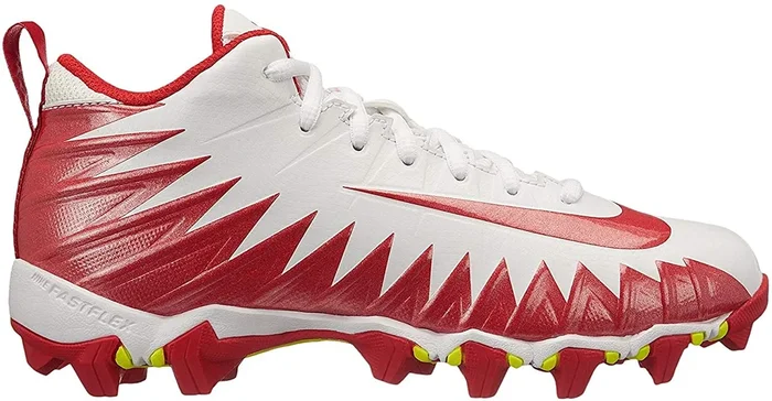 New Nike Kids’ Alpha Menace Shark Football Cleats, White/Red 1.5 Little Kid