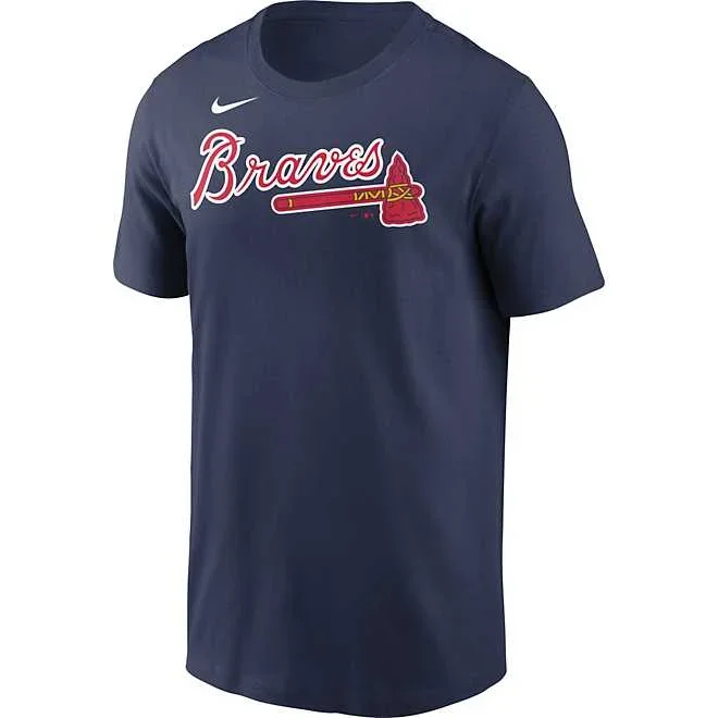 New Nike Men’s Atlanta Braves Navy Wordmark Legend T-Shirt X-Large