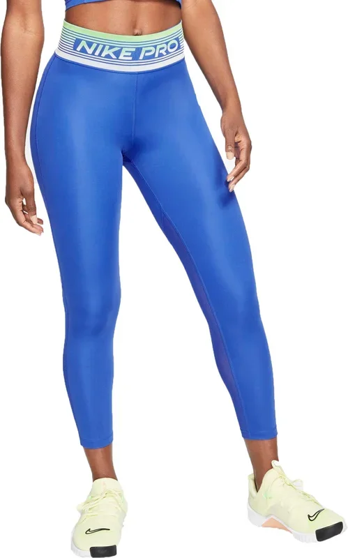 New Nike Women’s Pro Dri-FIT 7/8 Tights, XS, Blue/Green
