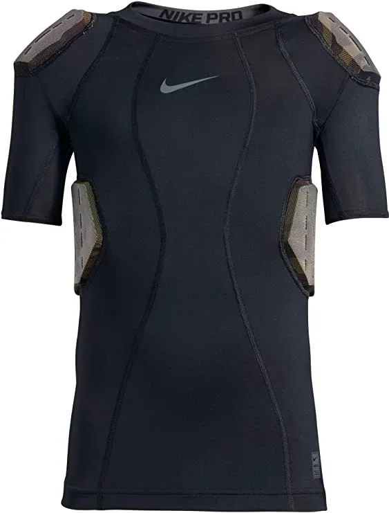 New Nike Youth Pro Combat Hyperstrong 4-Pad Camo Football Shirt XL Black/Gray