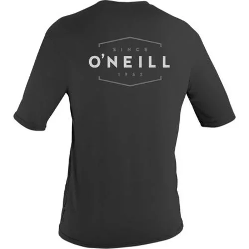 New O’Neill Men’s Basic Skins Dug Graphic Short Sleeve Rash Guard Size Lrg Black