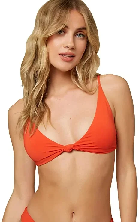 New O’Neill Women’s Saltwater Solids Tall Tri Knot Top Large Orange (Top Only)