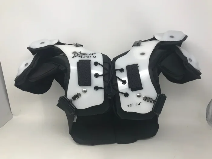 New Other Douglas Youth Medium Football Shoulder Pads White/Black 13″-14″ JP34