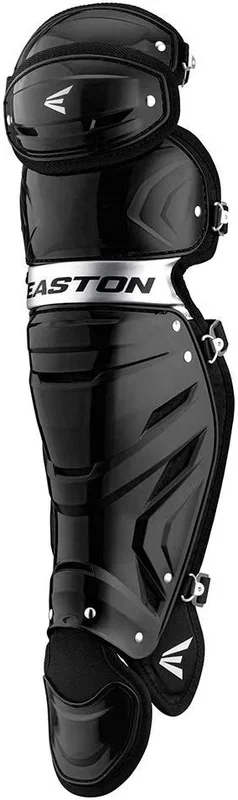 New Other Easton Game Time Youth Leg Guards Black/Silver Catchers Baseball 9-12