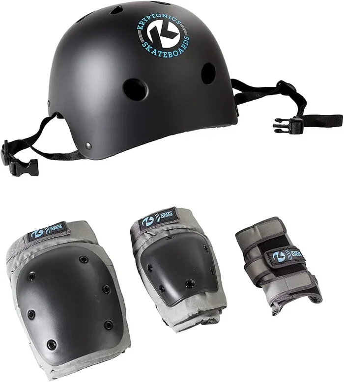 New Other Kryptonics 4-in-1 Pad Set with Helmet, Junior Black Ages 8 and Younger