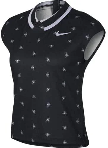 New Other Nike Women’s Dri-FIT Floral Golf Polo Top X-Large Black/White