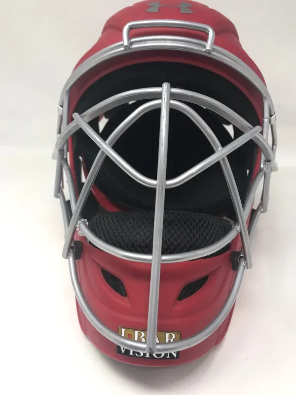 New Other Under Armour UAHG2-AM 7-7 3/4 Catcher’s Helmet Pro Head Gear Rd/Slvr