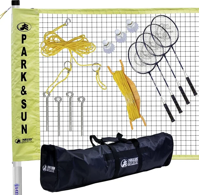 New Park & Sun Sports Portable IndoorOutdoor Badminton Net System with Carry Bag