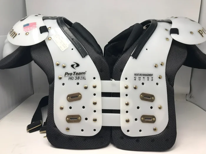 New Pro Team Adult XXL Pro38 Shoulder Pads Chest 40-42, Shdr 19-20 White/Black