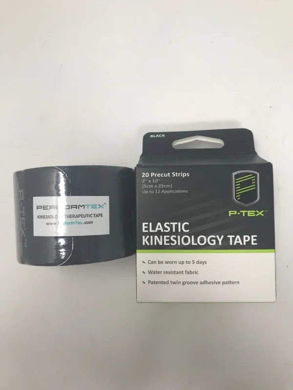 New PTEX Elastic Kinesiology Tape 20 Precut Strips Black