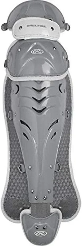 New Rawlings Velo Series Fastpitch Softball Catcher’s Leg Guards Gray/White