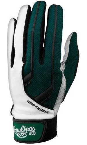 New Rawlings Workhorse Baseball Batting Gloves Large Black/White