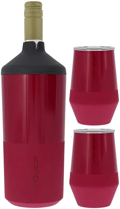 New Reduce Wine Cooler Set – Stainless Steel Wine Bottle Cooler Set Raspberry