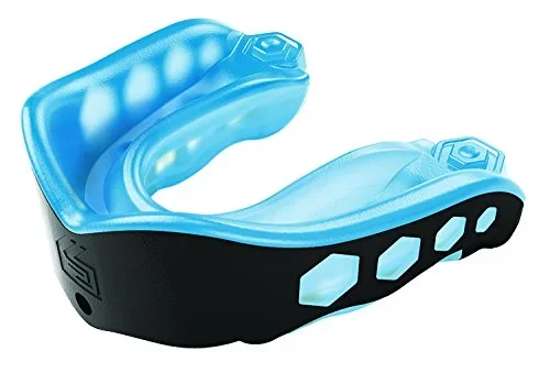 New Shock Doctor Gel Max Strapped Blue/Black Youth Mouthguard