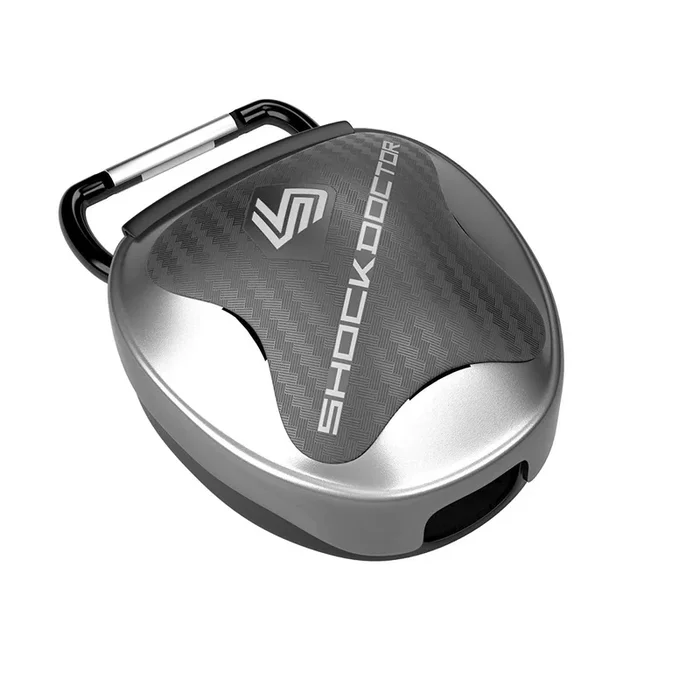 New Shock Doctor Mouth Guard Case. Keep Your Mouthguard Clean. OSFA Silver/Black