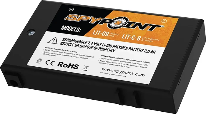 New Spypoint Additional Lithium Rechargeable Battery Pack 7.4V 2.0Ah Black