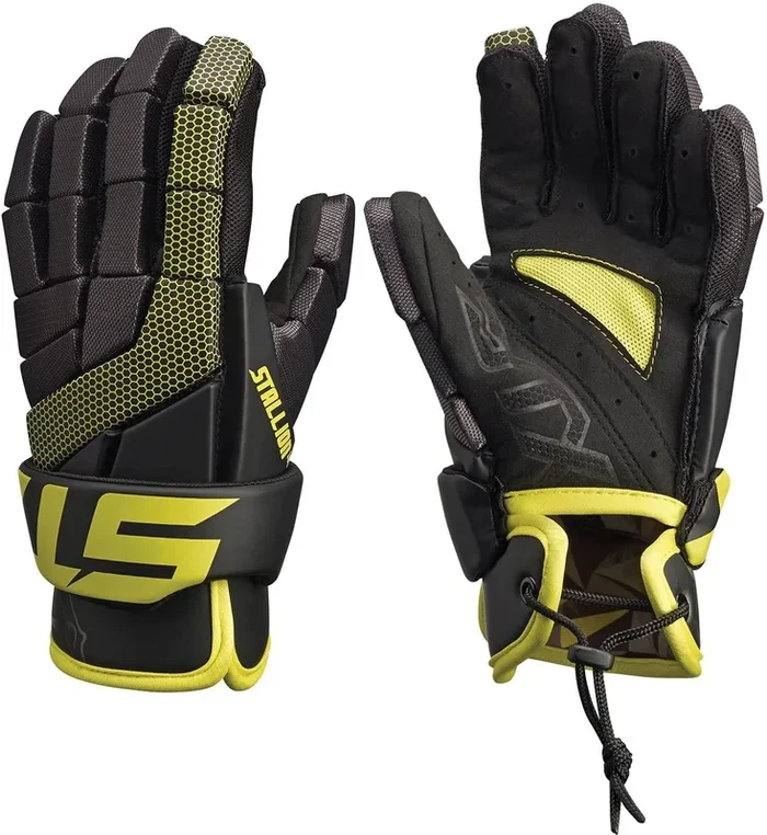 New STX Youth Stallion 100 Lacrosse Gloves Medium 12 Inch Black/Yellow