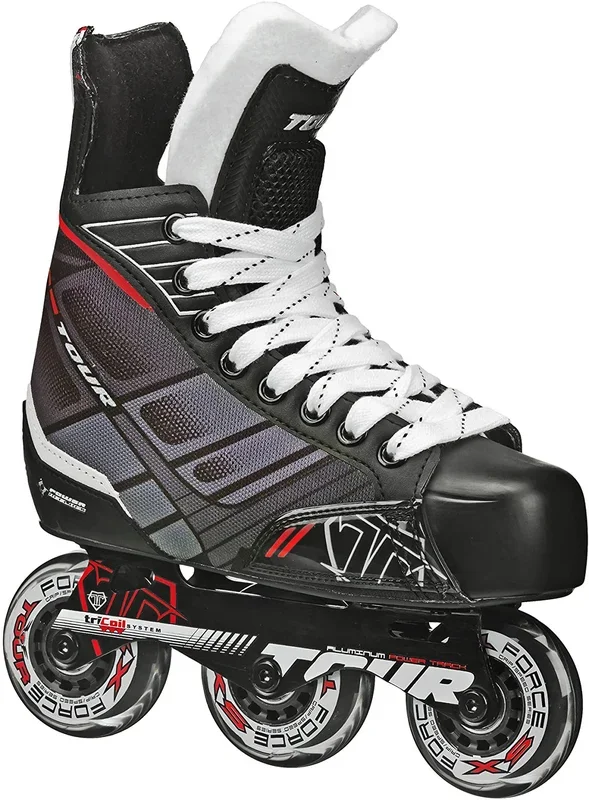 New TOUR Hockey FB-225 Junior Inline Hockey Skates Black/White/Red Size 12J