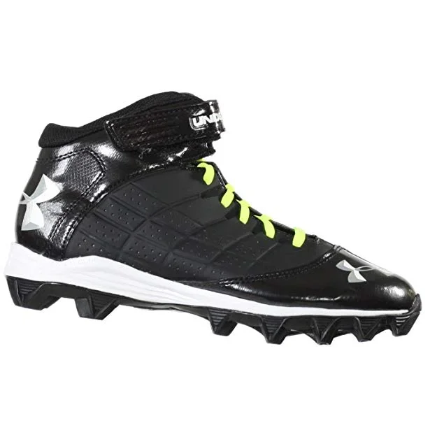 New Under Armour Boy’s 12k Crusher Mid Football Cleat Black/White
