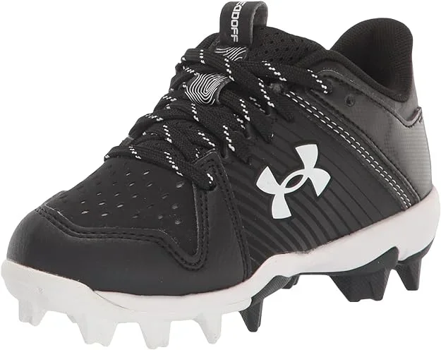 New Under Armour Boy’s Leadoff Low Junior Rubber Molded Baseball Cleat Shoe, Black, 1.5 Big Kid