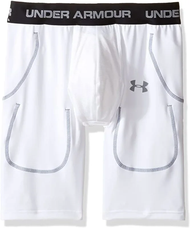 New Under Armour Boys 6-Pocket Football Girdle Youth Large White/Black