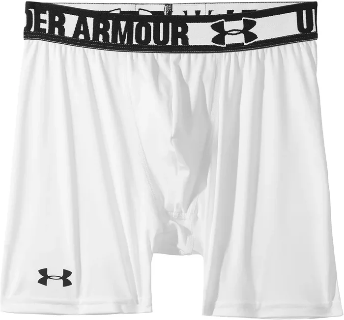 New Under Armour Boys HeatGear Sonic Fitted 4″ Short Medium White/Black