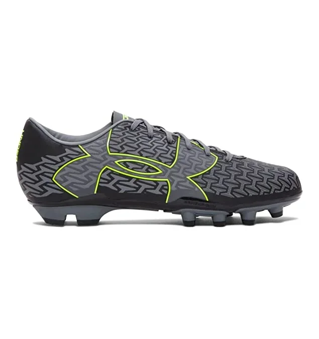 New Under Armour CF Force 2.0 FG Sz Men 13 Gray/Green Molded Soccer Cleats