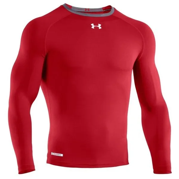 New Under Armour HeatGear Men Sonic Compression Long Sleeve XX-Large Red/White