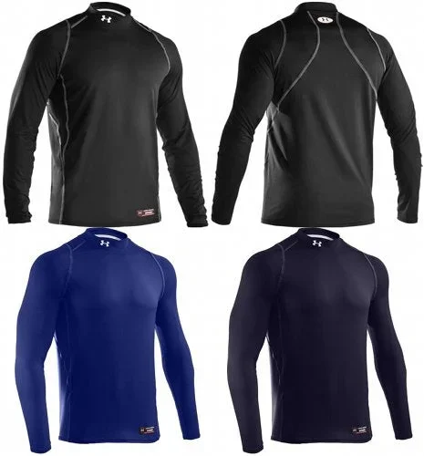 New Under Armour Heatgear Youth Gameday Diamond Mock Fitted Baselayer X-Large Black