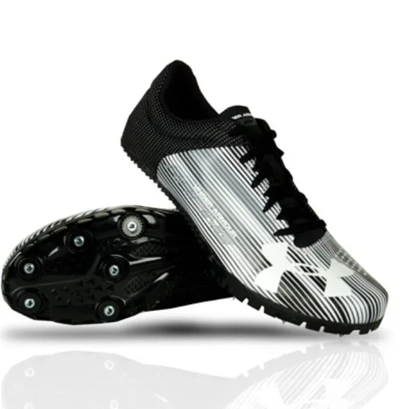 New Under Armour Kick Sprint Spike Men’s 7.5 Track and Field Shoe Black/White
