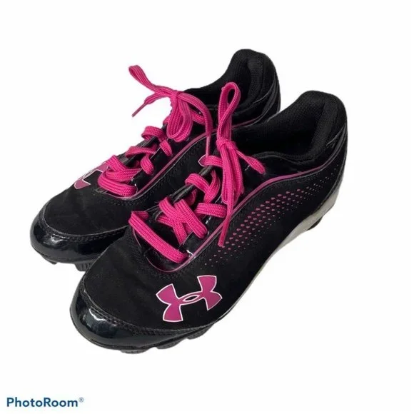 New Under Armour Leadoff IV Low JR Youth 3.5 Baseball Black/Pink 1229848 Cleats