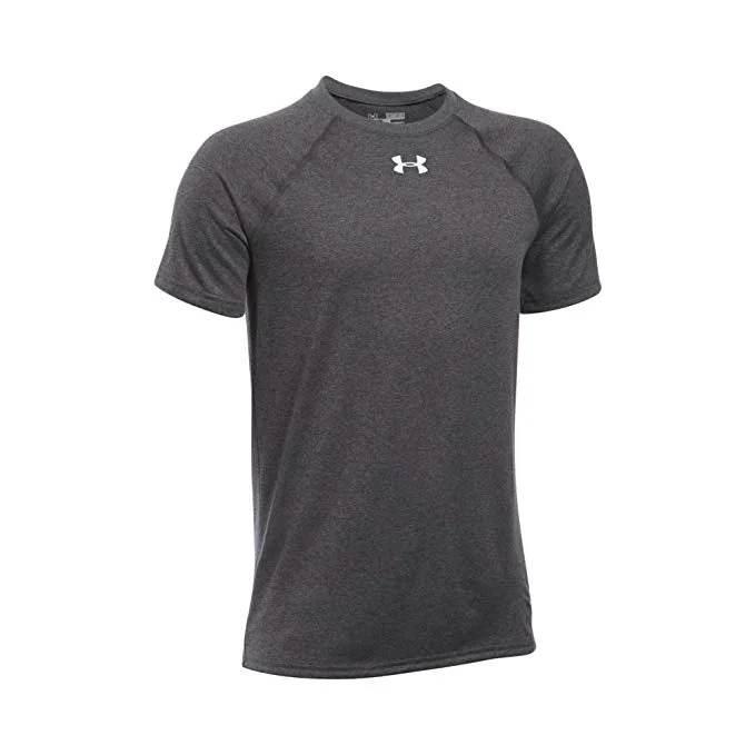 New Under Armour Locker Short Sleeve T-Shirt Youth Large Gray/White