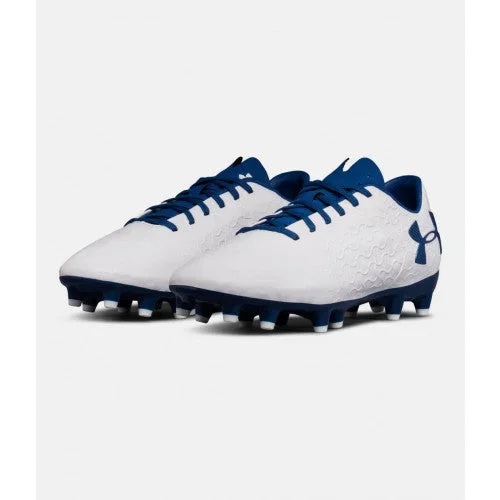 New Under Armour Magnetico Premiere FG White / Moroccan Blue Mn 10 Molded Cleat