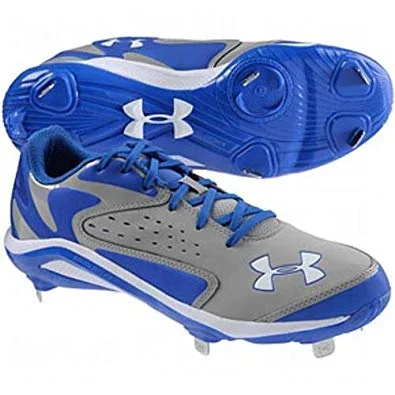 New Under Armour Men 13.5 Yard Low ST Baseball Royal/Gray Baseball Metal Cleats