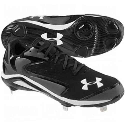 New Under Armour Men 14 Yard Low ST Baseball Black/Gray Baseball Metal Cleats